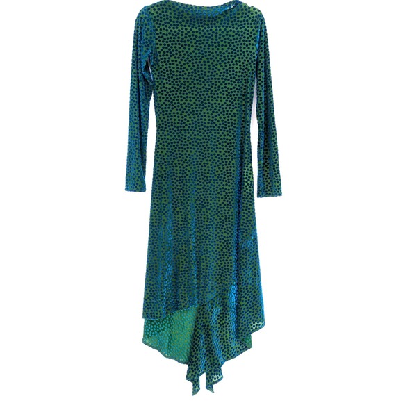 Zara Sheer Mesh Velvet Burnout Polka Dot Asymmetrical Maximalist Artsy Dress SML - Picture 4 of 16
